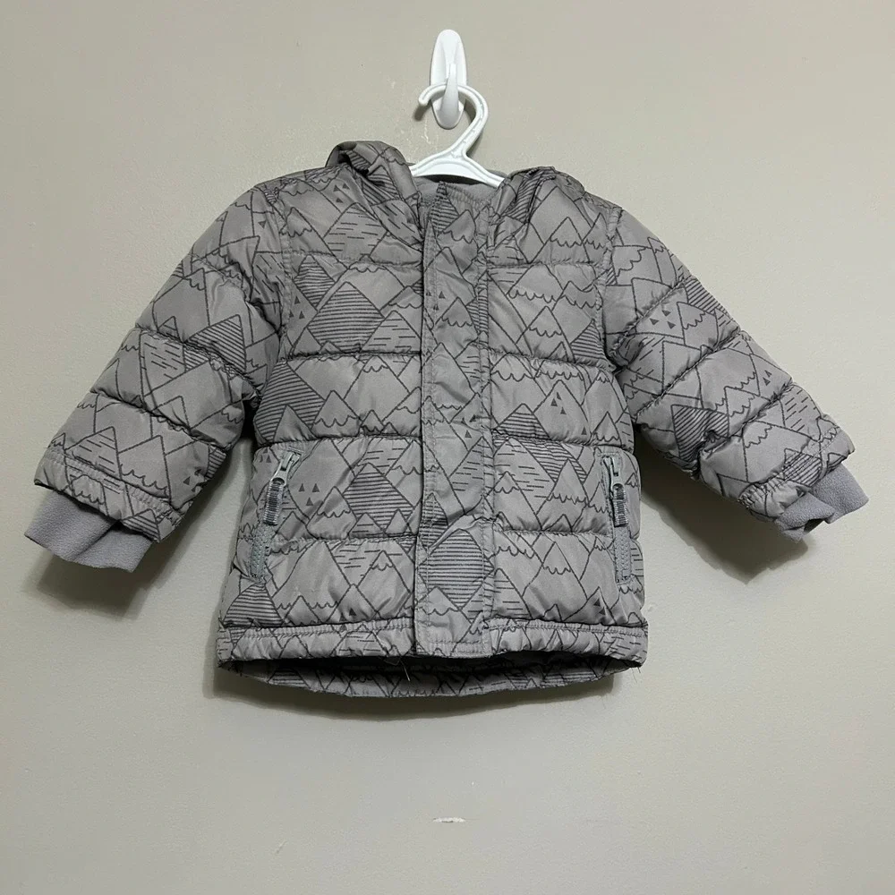 Old Navy Frost Free Puffer Jacket Toddler 12-18M Grey Mountain Excellent